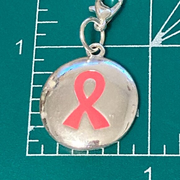 Pink Ribbon Clip On Charm For Bracelet Zipper Pull Bag Purse Charm Enamel Bow - Picture 6 of 6